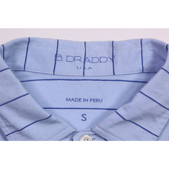 B. Draddy US Open Tennis Blue Striped Golf Polo Shirt Cotton Stretch Men's Small - Picture 7 of 8